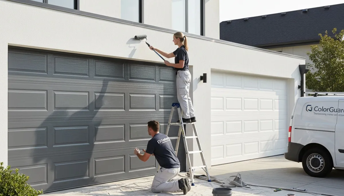 Professional garage door painting in San Antonio TX enhancing curb appeal and weather protection