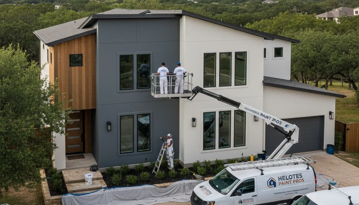 San Antonio TX house painting service team painting a home exterior for paintersinsanantoniotx.com