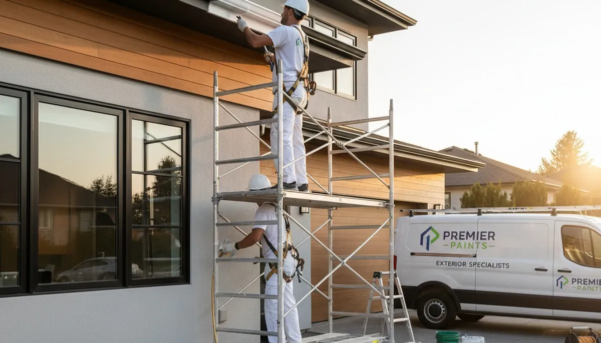 Professional trim and fascia painting on a San Antonio, TX home by expert house painters