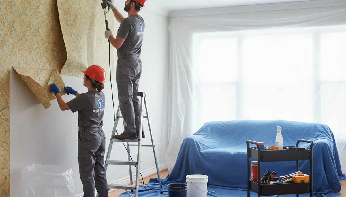Professional wallpaper removal service in San Antonio TX with clean wall preparation and expert painters
